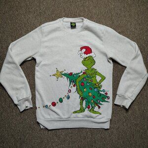 MAD ENGINE Grinch Sweatshirt Men S Cream Fleece Christmas Tree Holiday